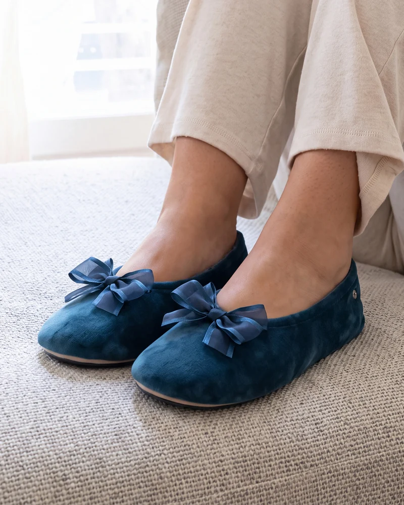 Chaussons Ballerines Femme Tulle Bleu Canard
