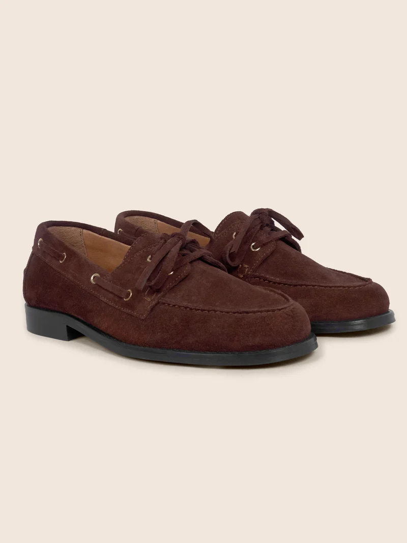 Mocassins bateau cuir daim marron