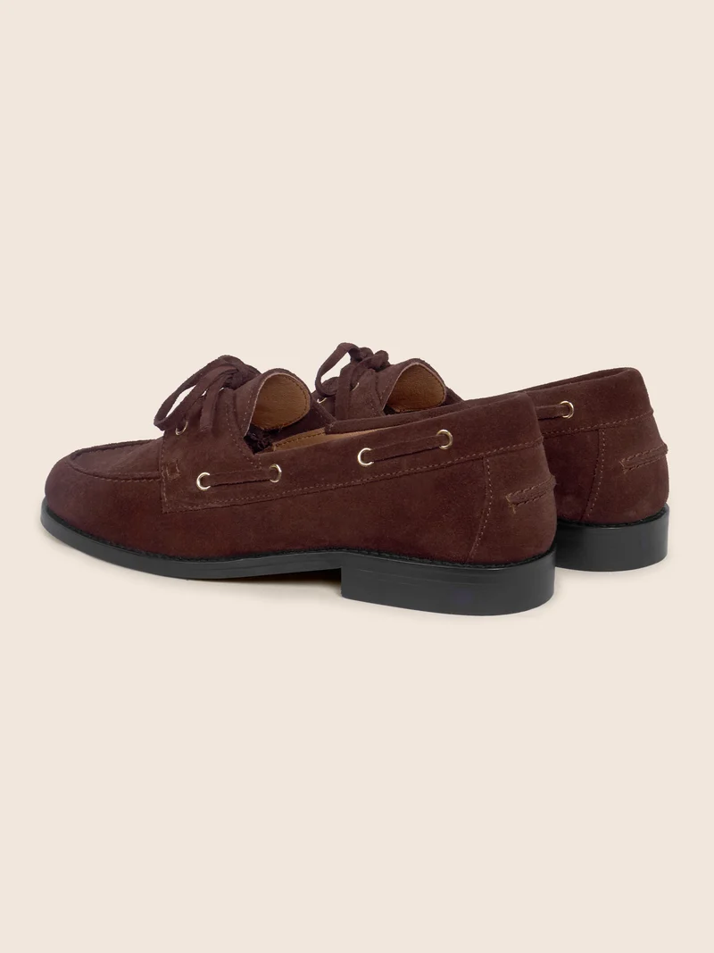 Mocassins bateau cuir daim marron