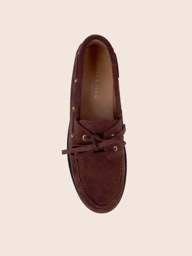 Mocassins bateau cuir daim marron