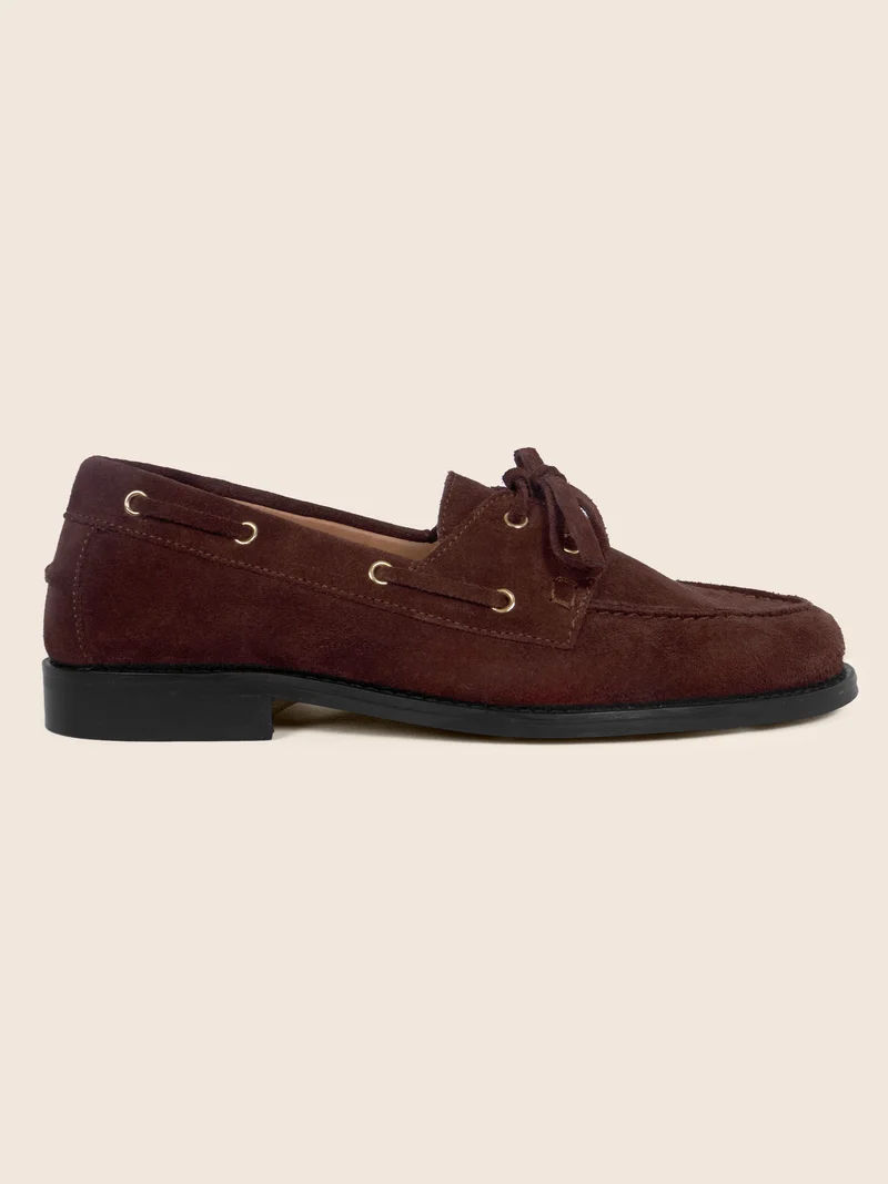 Mocassins bateau cuir daim marron