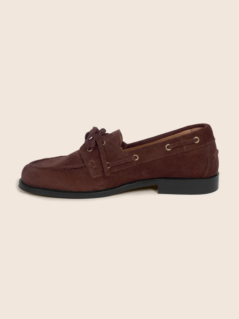 Mocassins bateau cuir daim marron