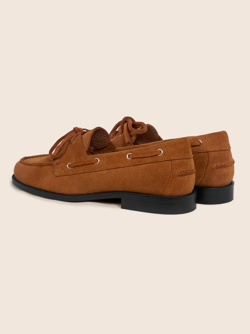 Mocassins bateau cuir daim camel