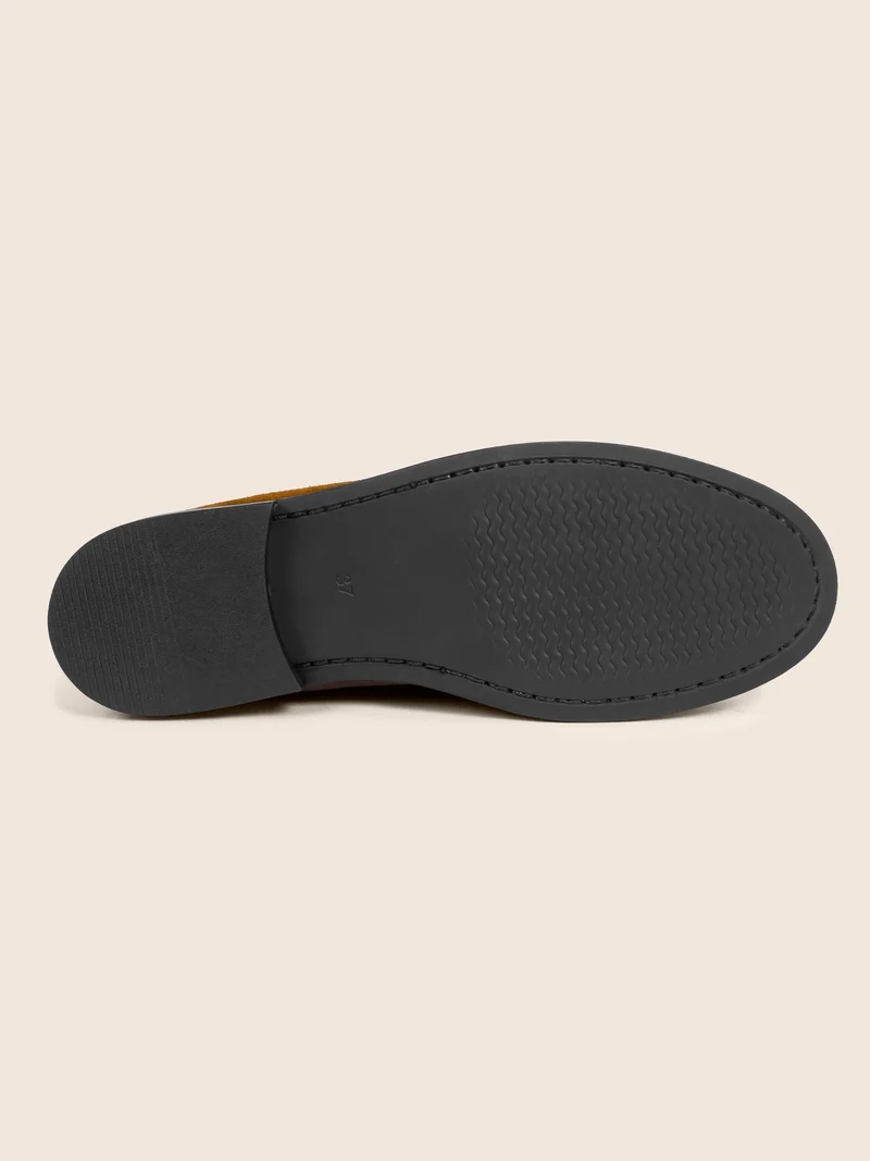 Mocassins bateau cuir daim camel