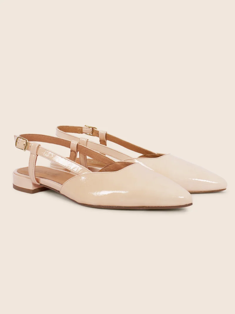 Ballerines slingback cuir vernis crème