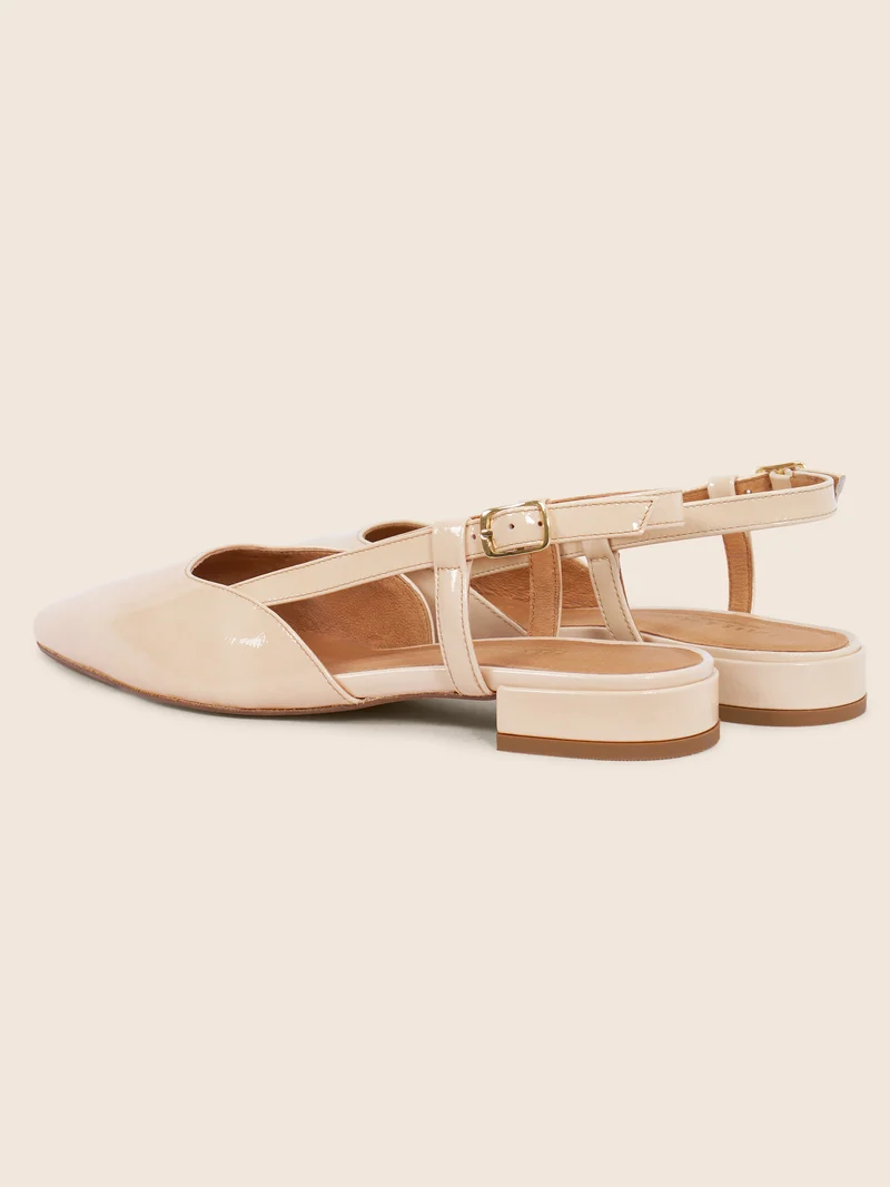 Ballerines slingback cuir vernis crème