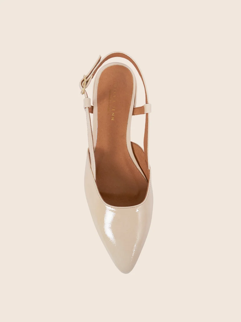 Ballerines slingback cuir vernis crème
