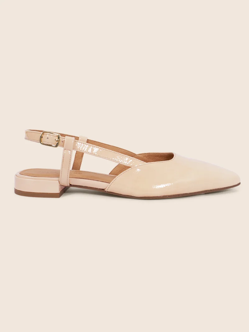 Ballerines slingback cuir vernis crème