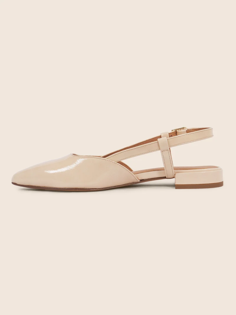 Ballerines slingback cuir vernis crème