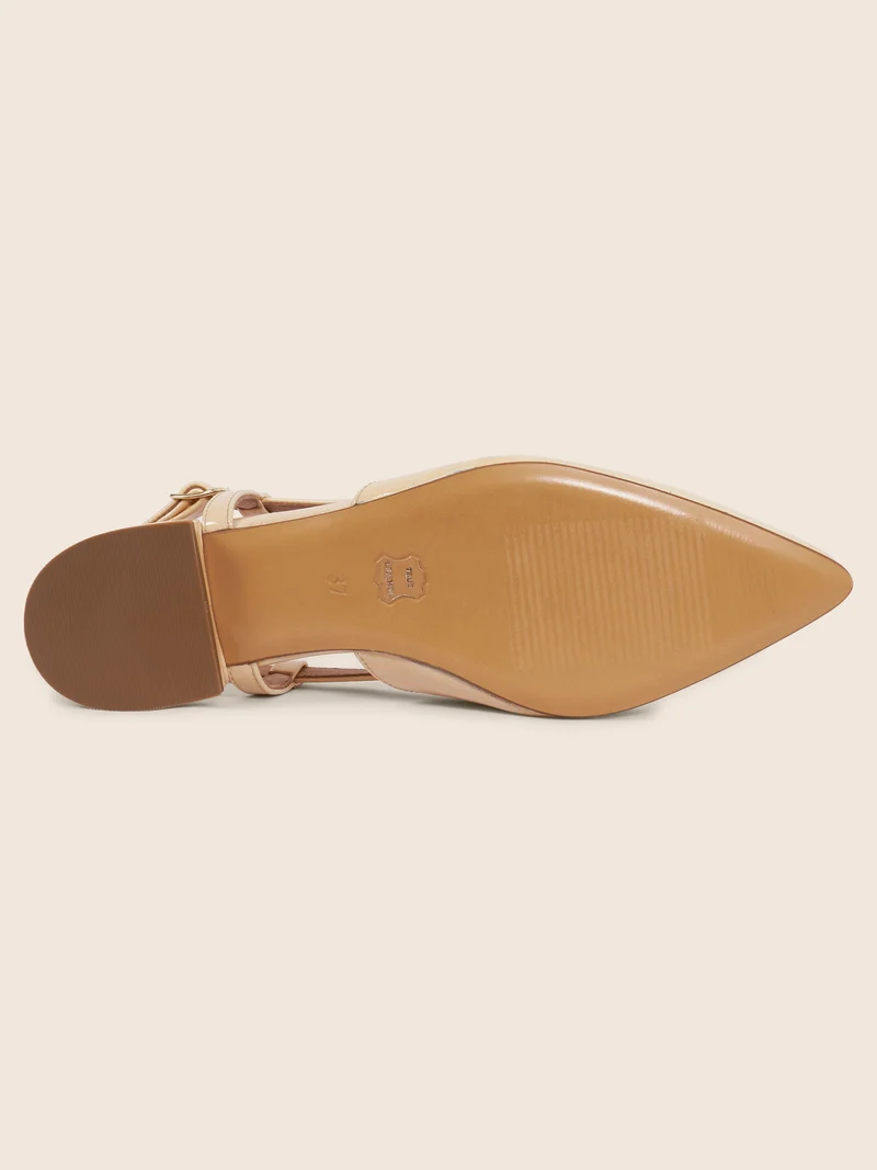 Ballerines slingback cuir vernis crème