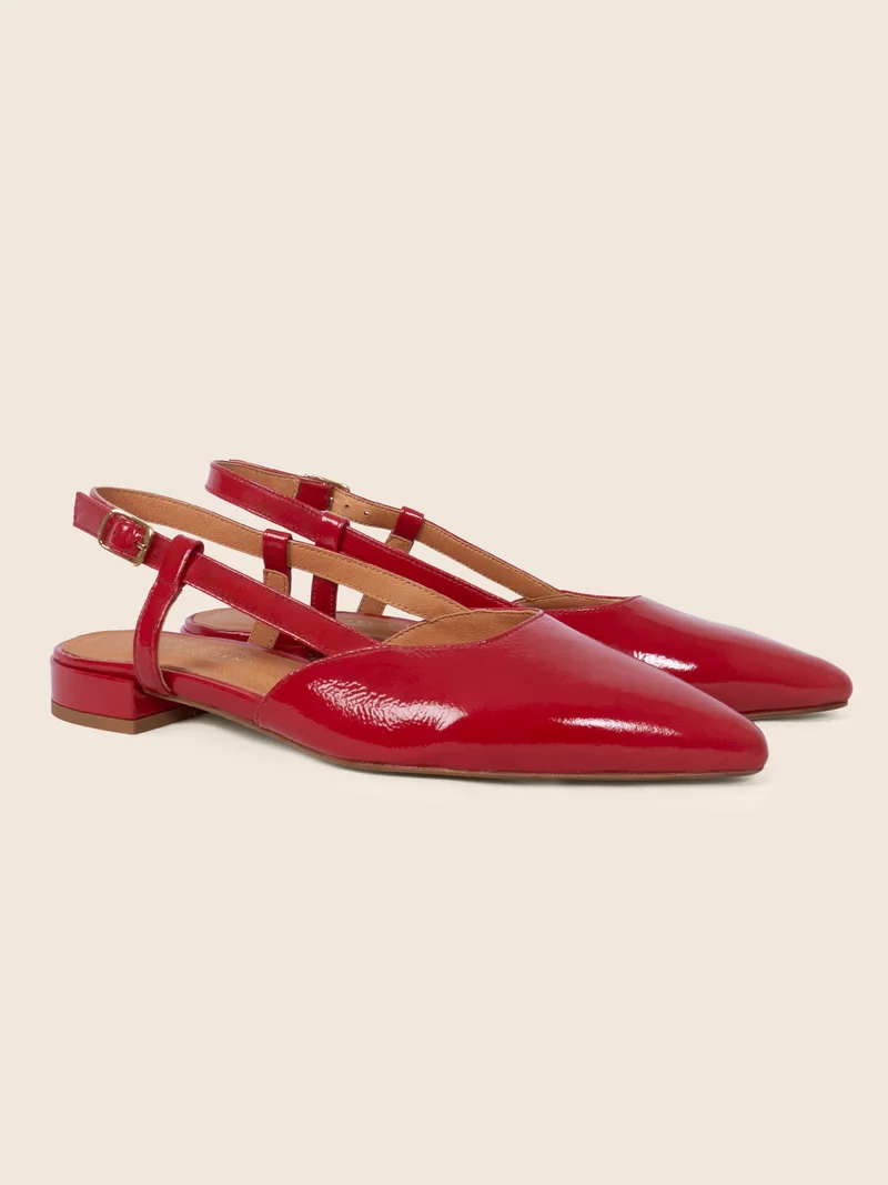 Ballerines slingback cuir vernis rouge