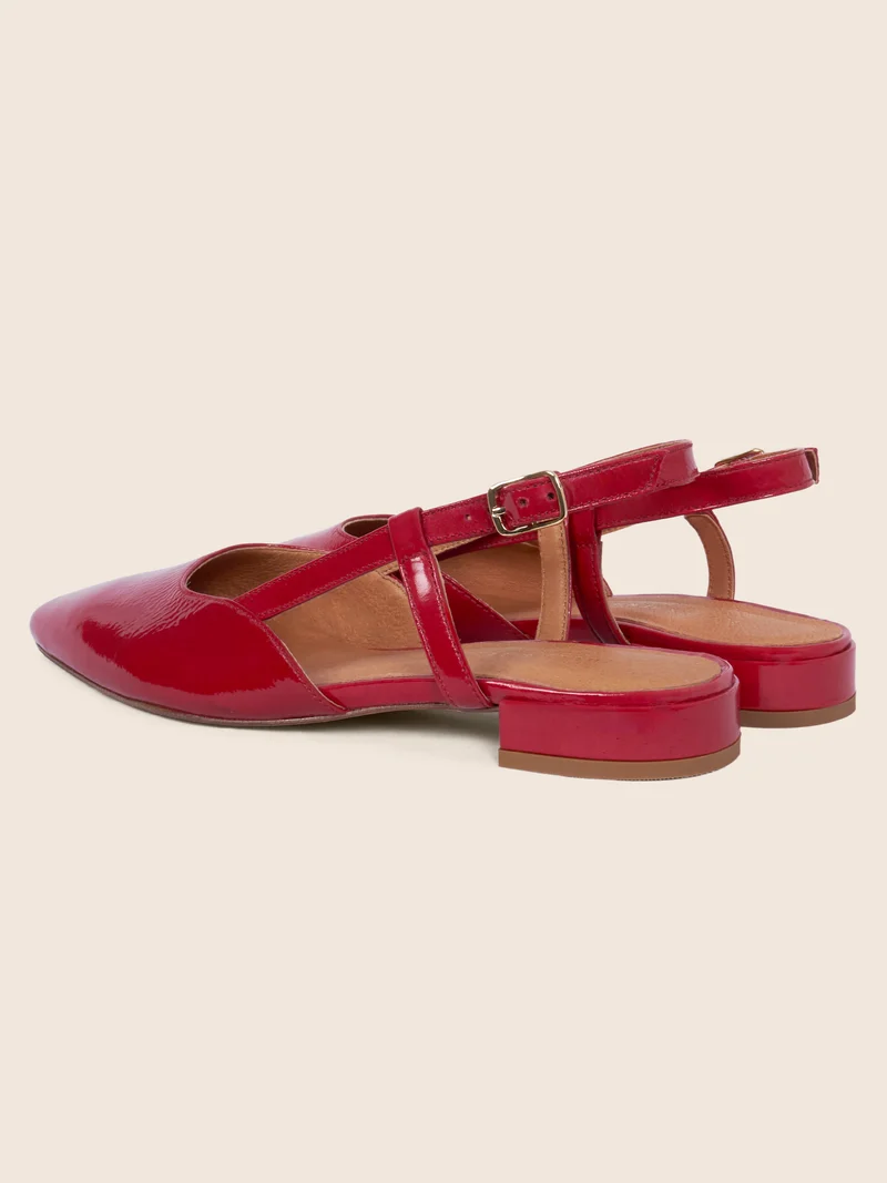 Ballerines slingback cuir vernis rouge