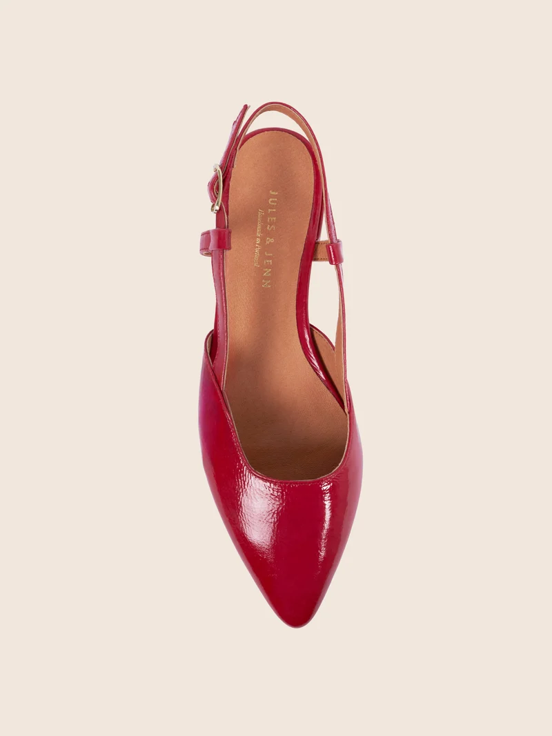 Ballerines slingback cuir vernis rouge