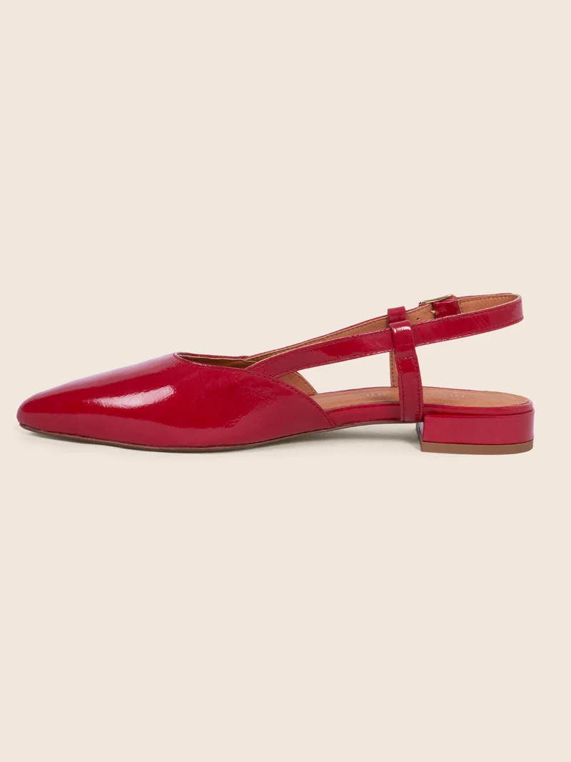 Ballerines slingback cuir vernis rouge