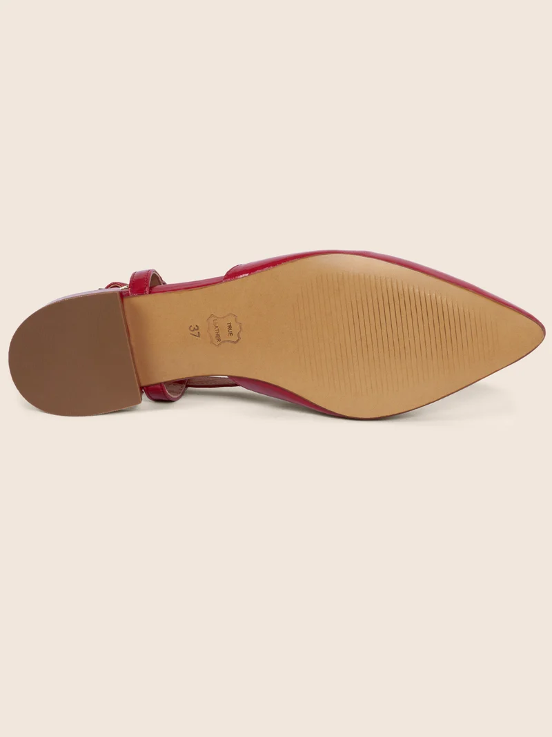 Ballerines slingback cuir vernis rouge