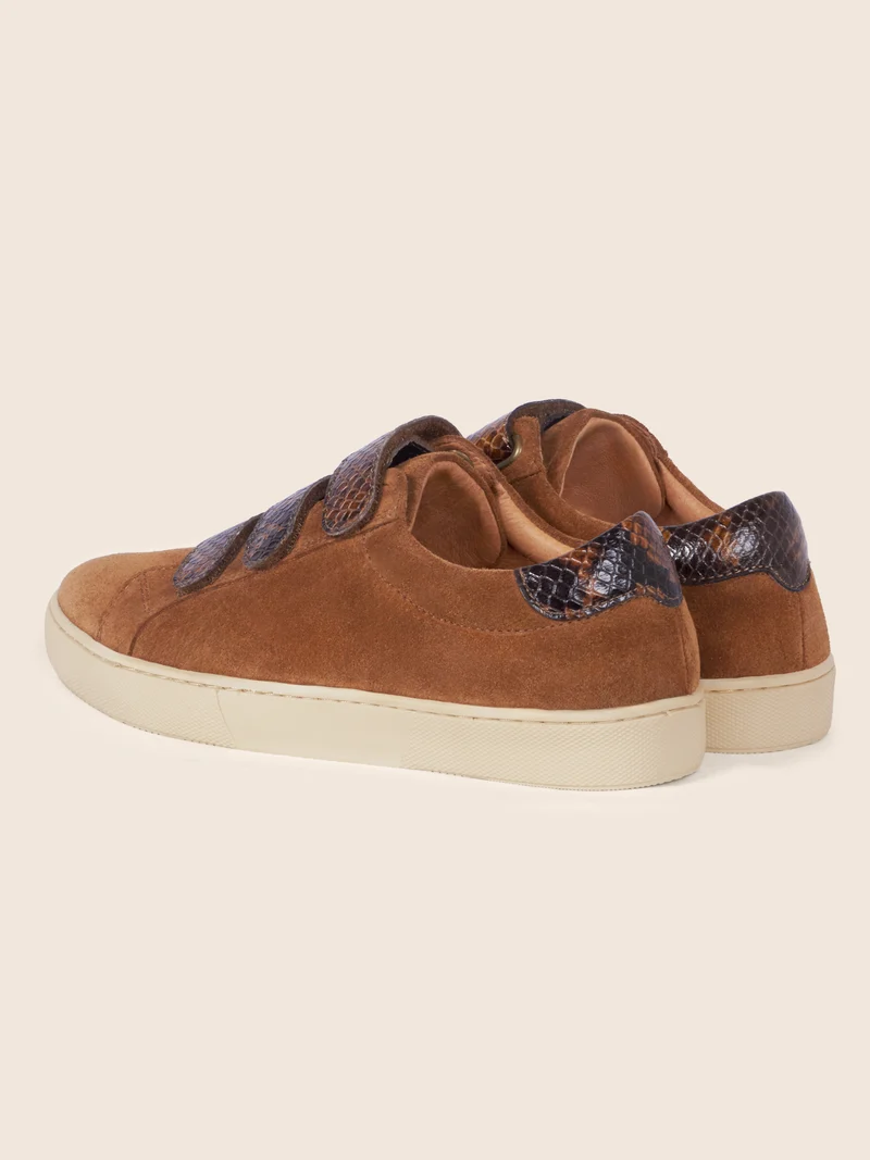 Baskets à scratch cuir daim python