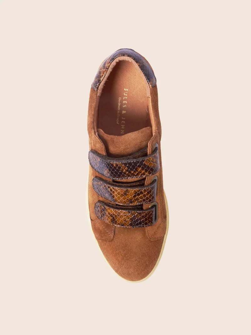 Baskets à scratch cuir daim python
