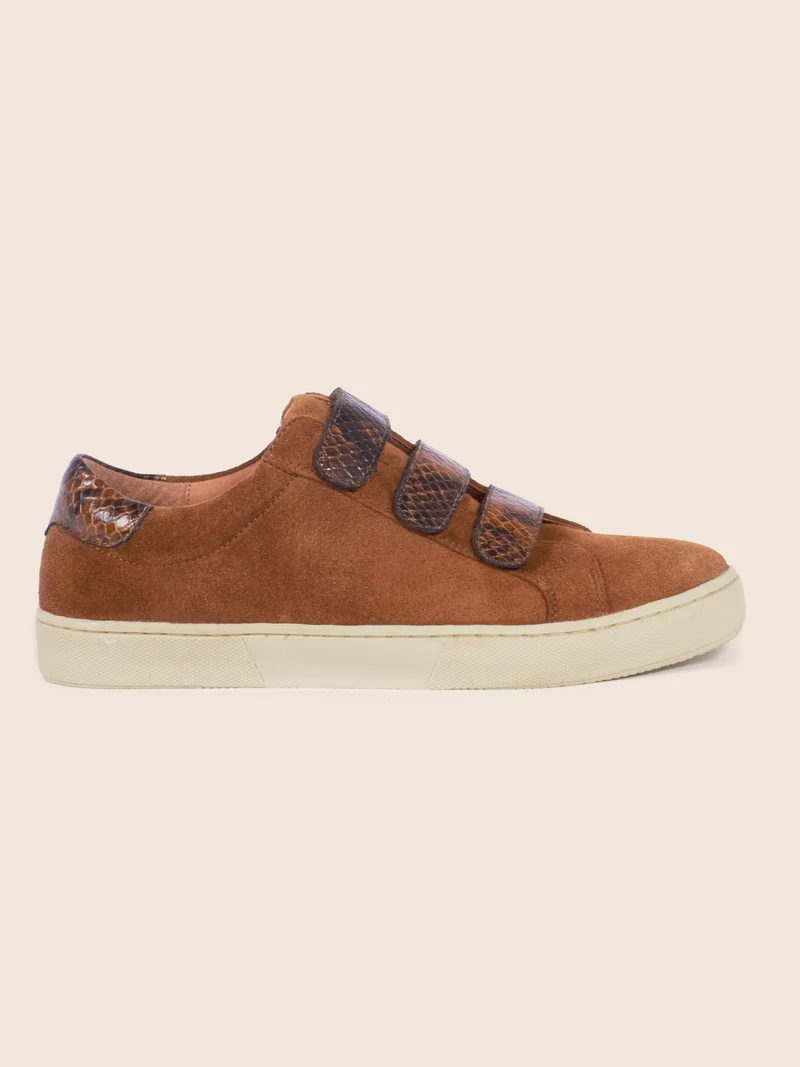 Baskets à scratch cuir daim python