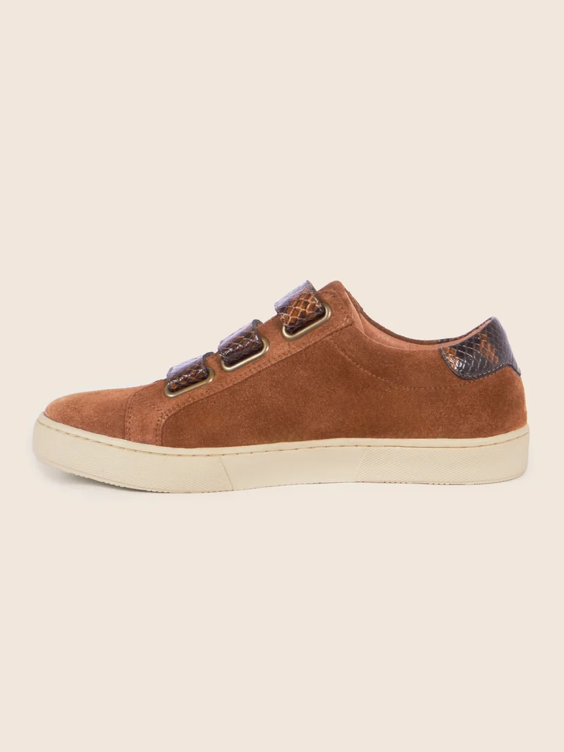 Baskets à scratch cuir daim python