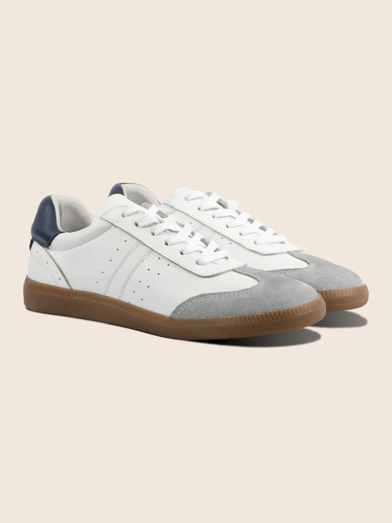 Tennis lacet cuir blanc gris