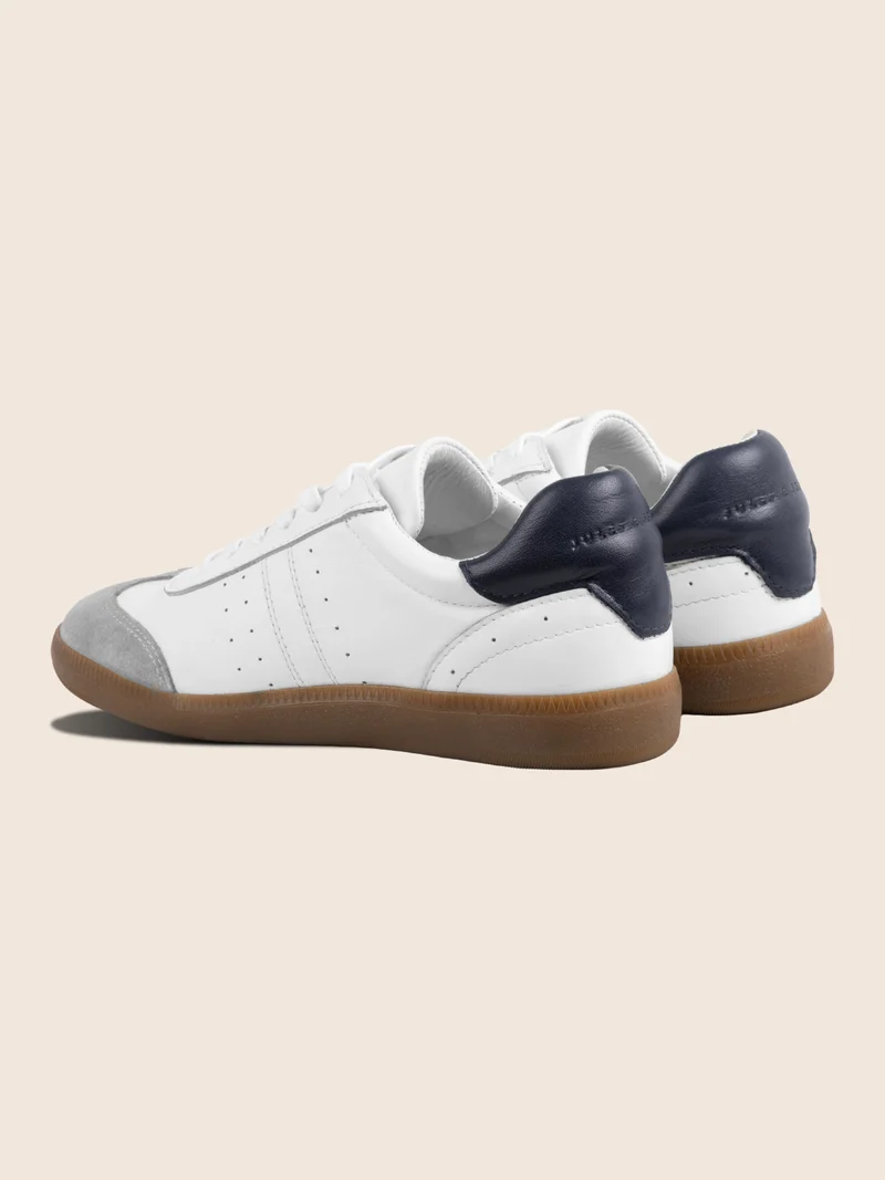 Tennis lacet cuir blanc gris