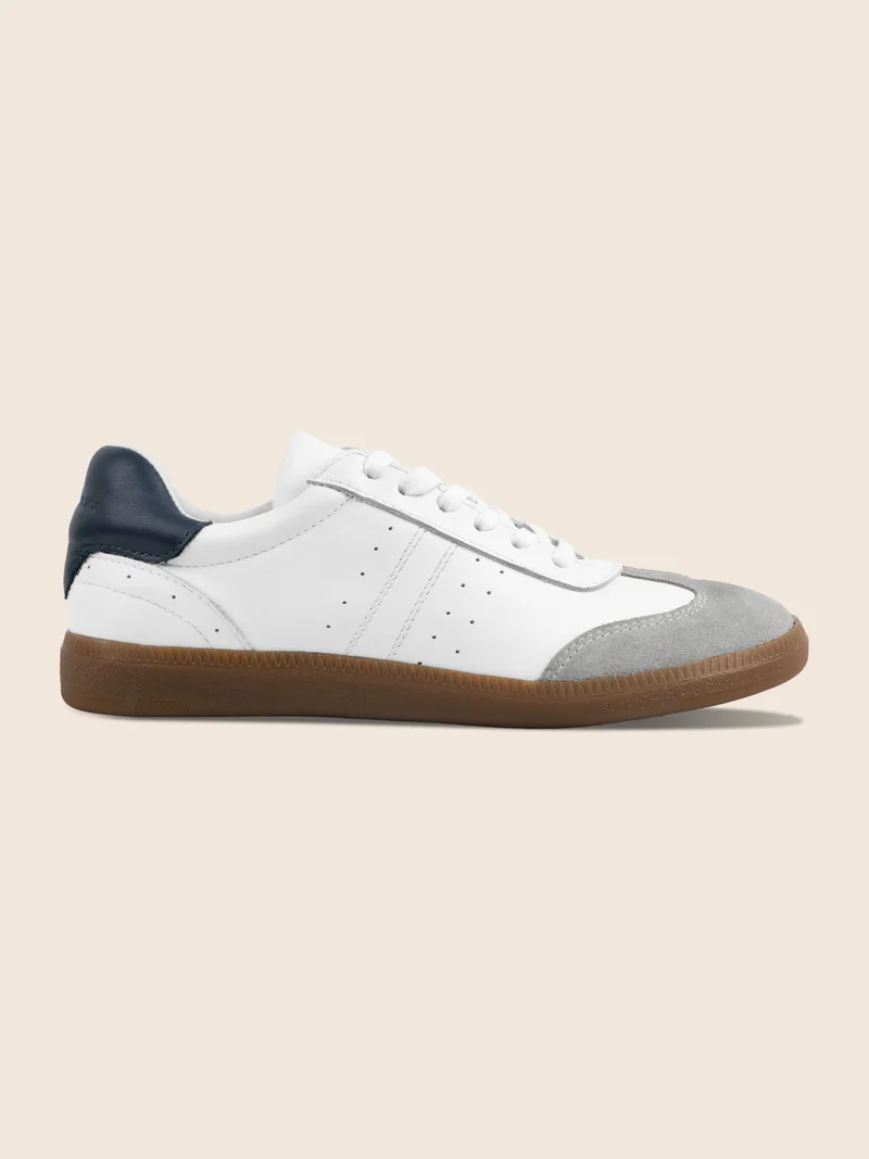 Tennis lacet cuir blanc gris