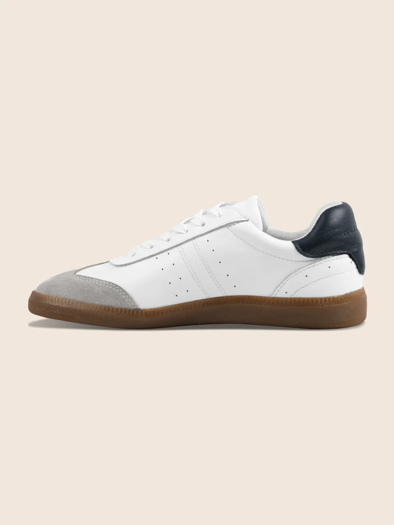 Tennis lacet cuir blanc gris