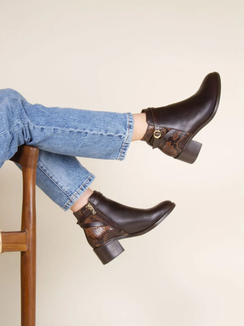 Bottines cavalières cuir marron