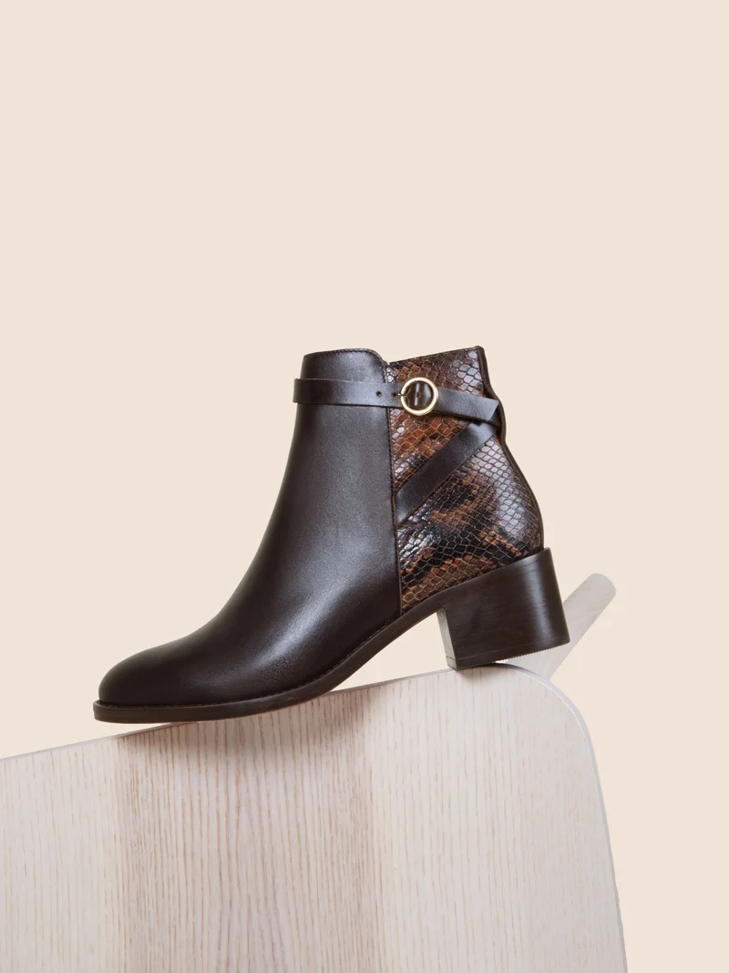 Bottines cavalières cuir marron