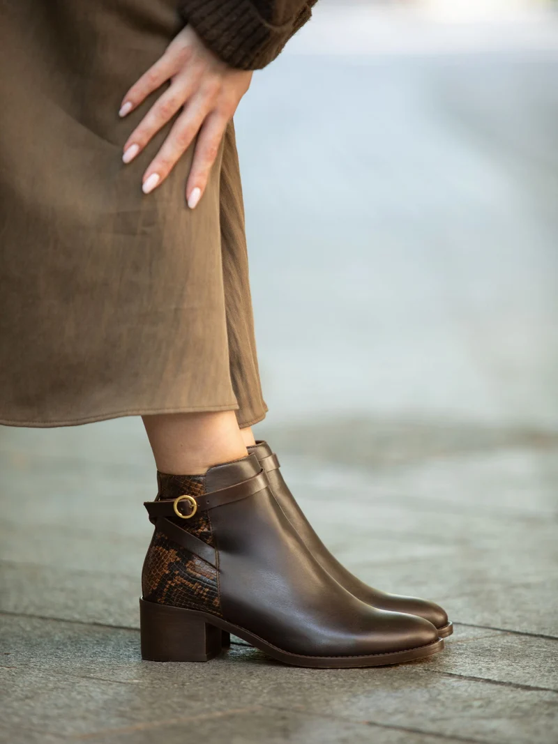 Bottines cavalières cuir marron