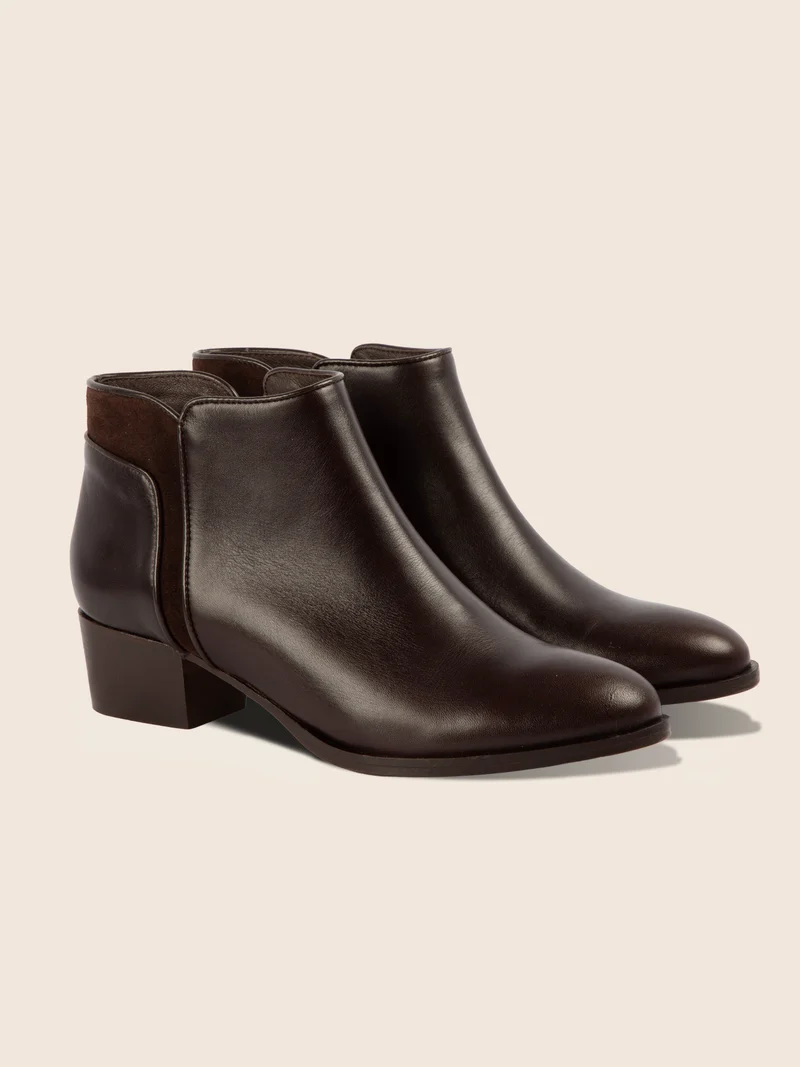Bottines moyen talon cuir marron