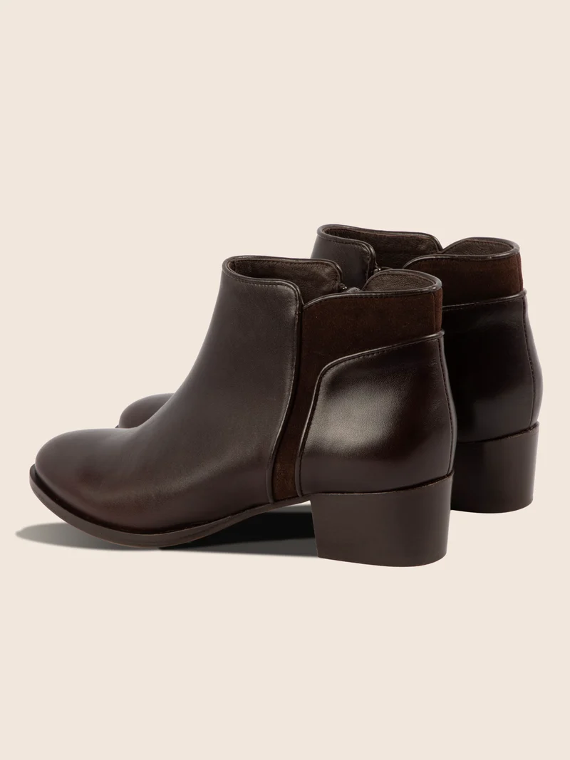 Bottines moyen talon cuir marron
