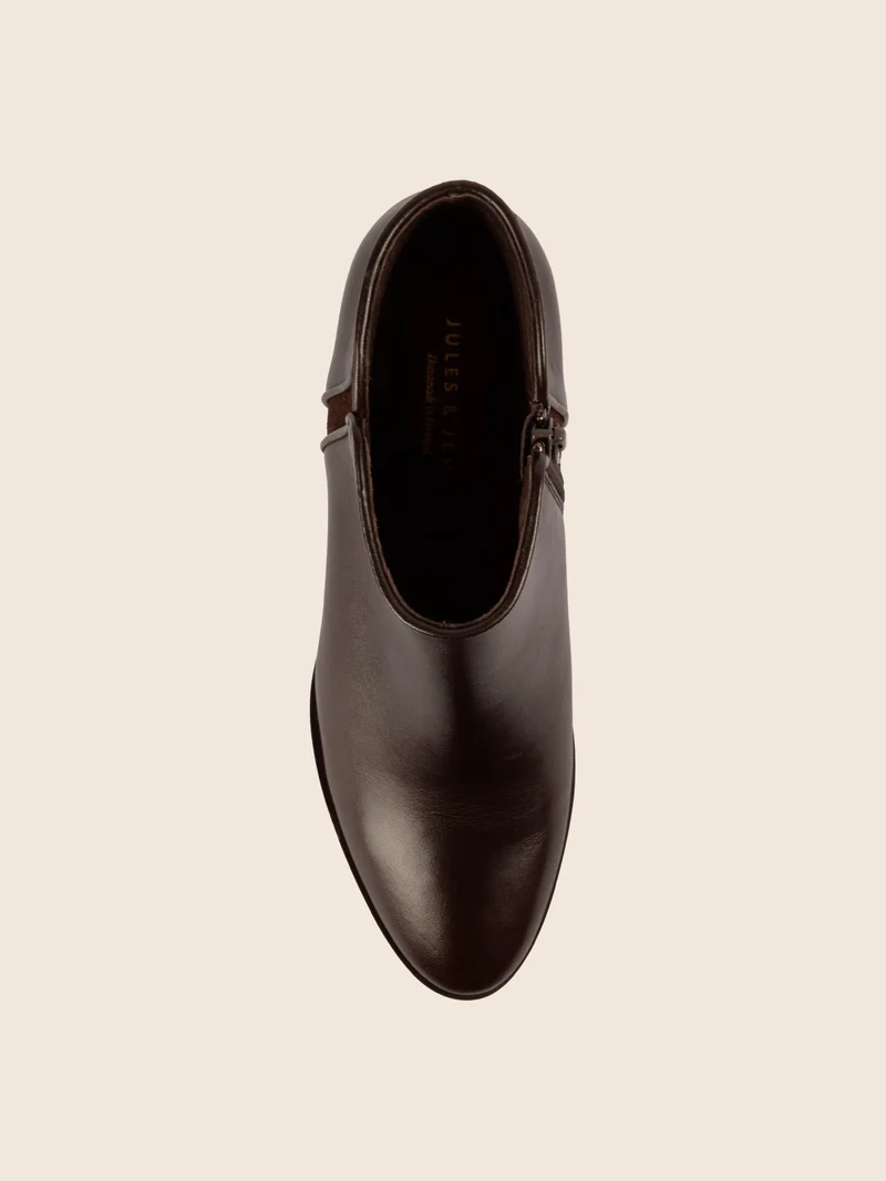 Bottines moyen talon cuir marron