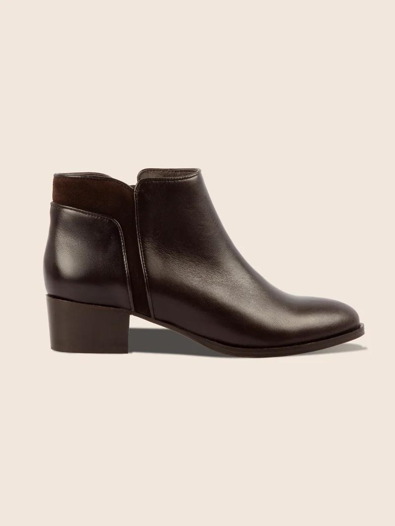 Bottines moyen talon cuir marron