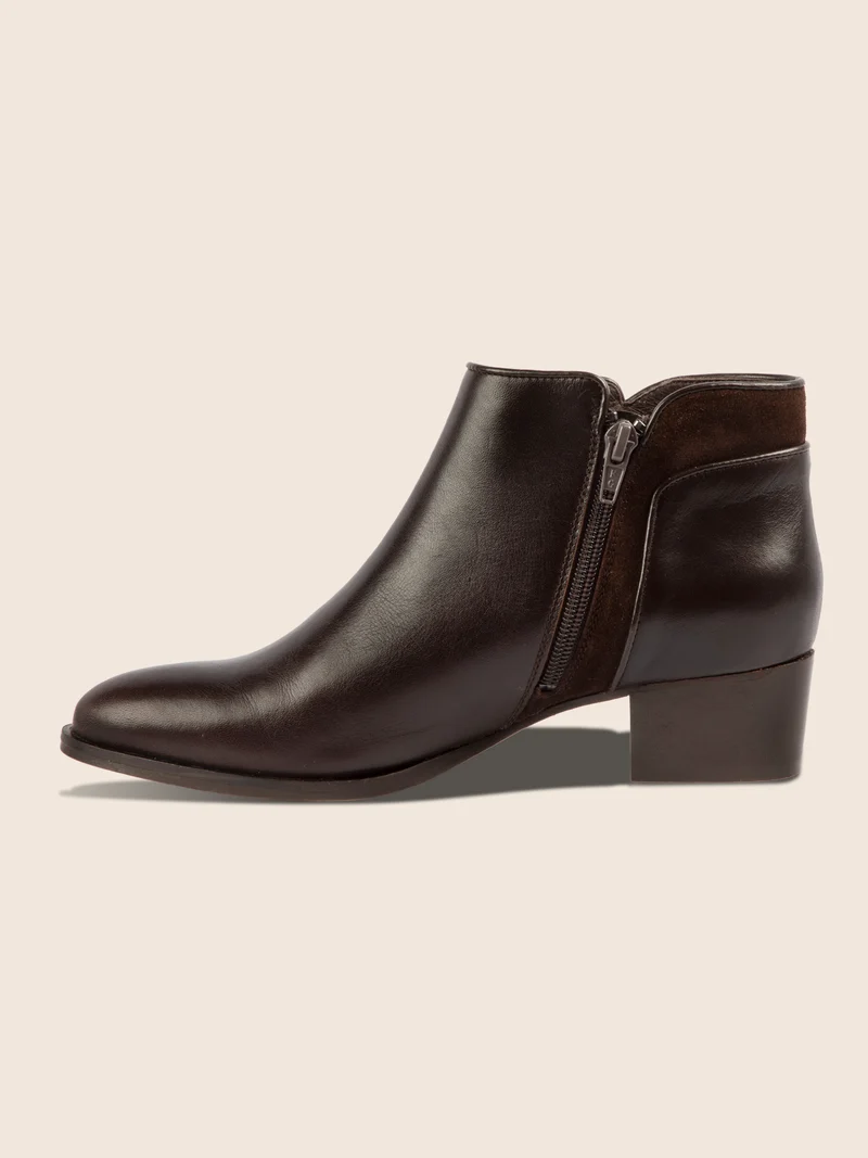 Bottines moyen talon cuir marron