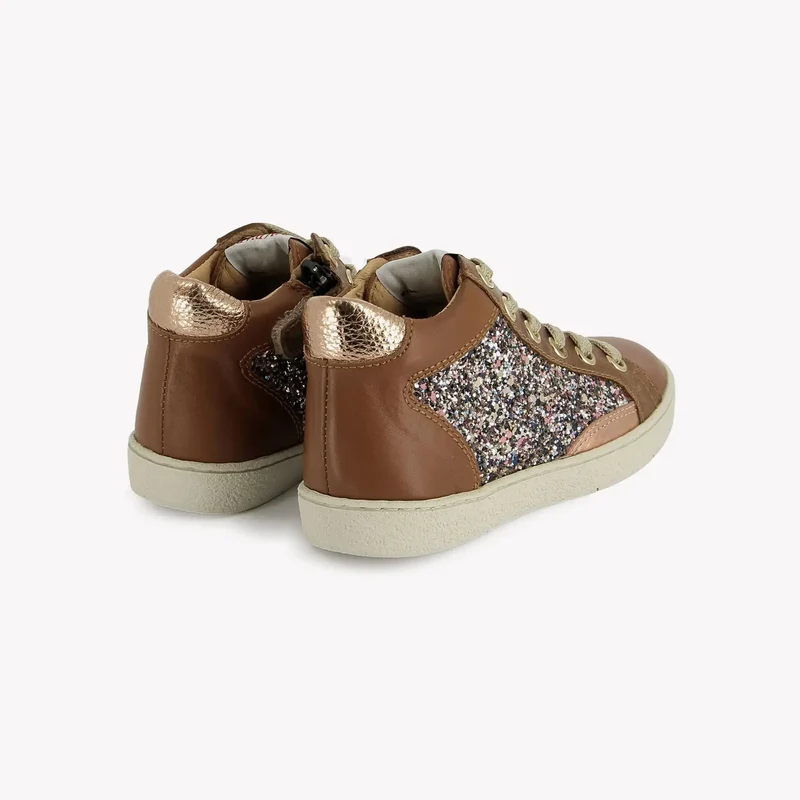 TOP TOUCH ZIPPY - CUIR-GLITTER - BROWN-MULTI