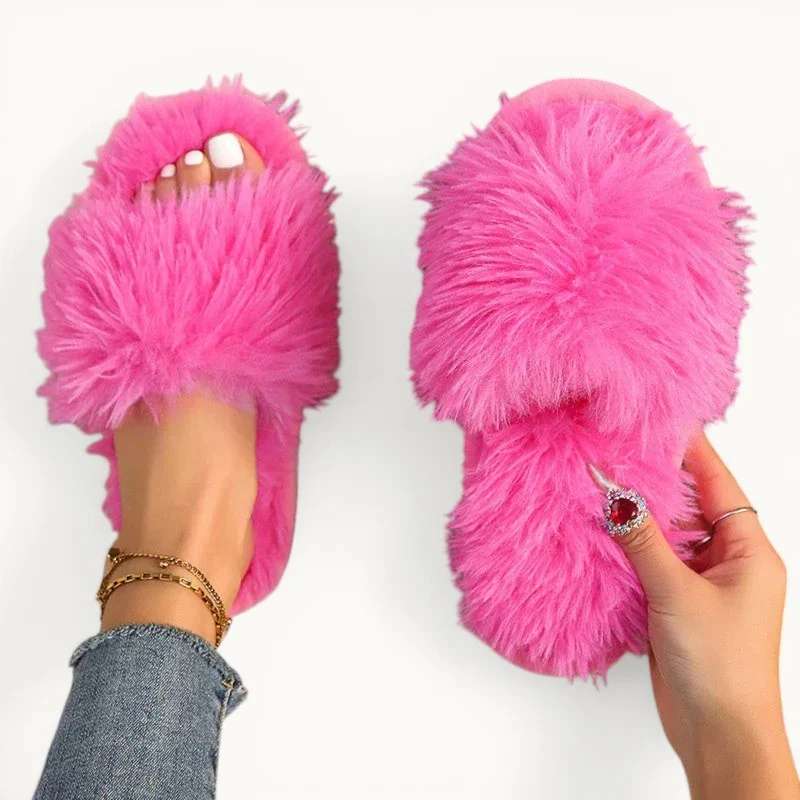 Chaussons en fourrure femme