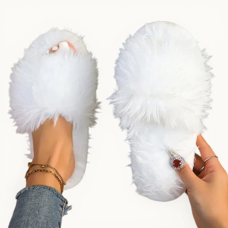 Chaussons en fourrure femme