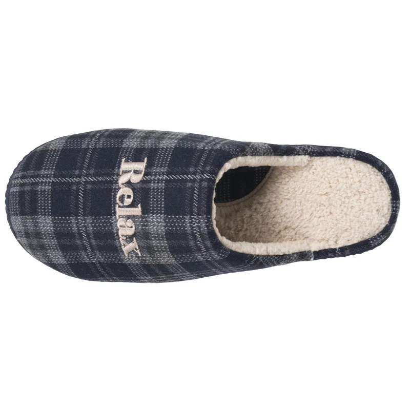 Chaussons Mules Homme Tartan Marine