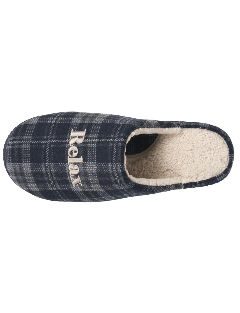 Chaussons Mules Homme Tartan Marine