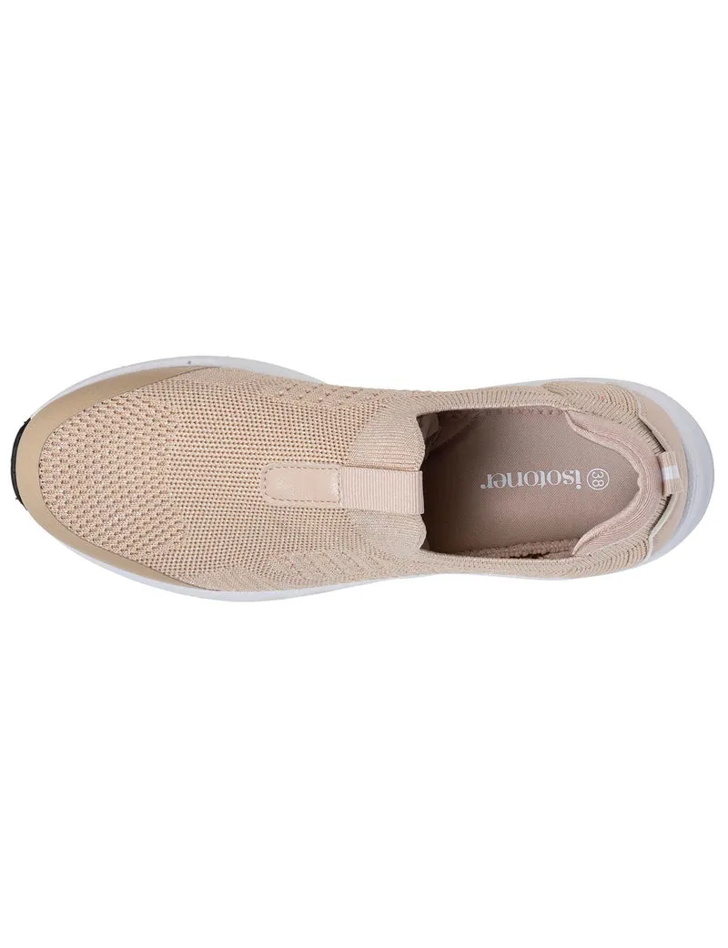 Baskets Femme slip-on sport Beige Lurex
