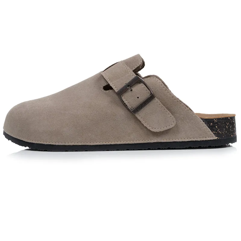 Mules Sabots Homme cuir Taupe
