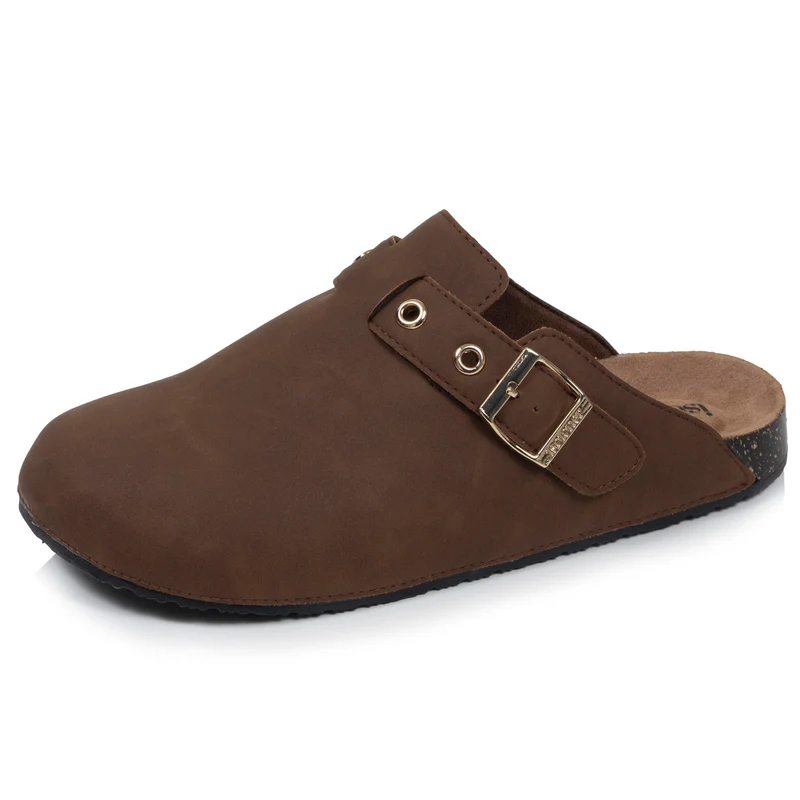 Mules Sabots Femme œillets Chocolat