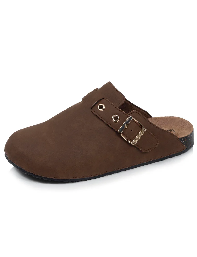 Mules Sabots Femme œillets Chocolat