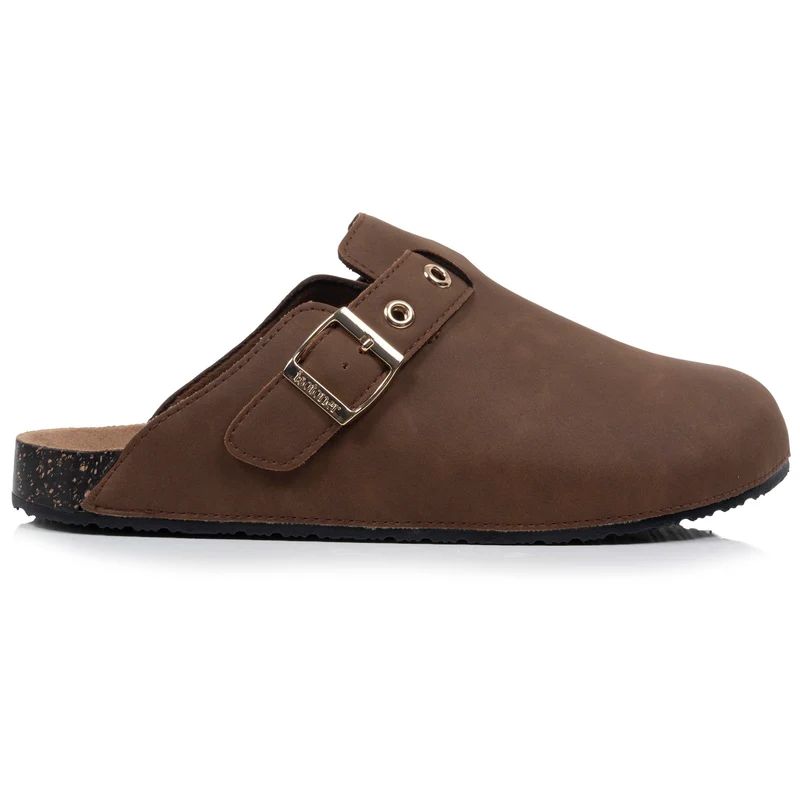 Mules Sabots Femme œillets Chocolat