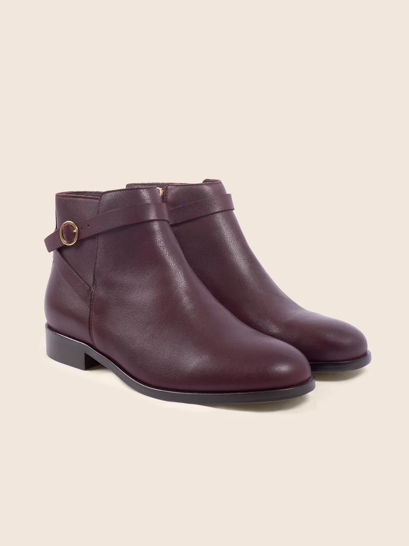 Bottines cavalières plates bordeaux