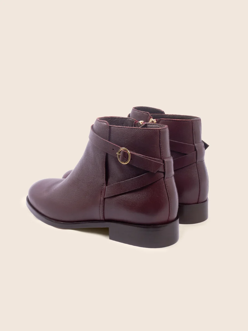 Bottines cavalières plates bordeaux