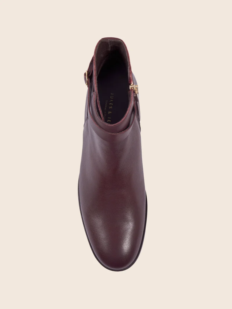 Bottines cavalières plates bordeaux