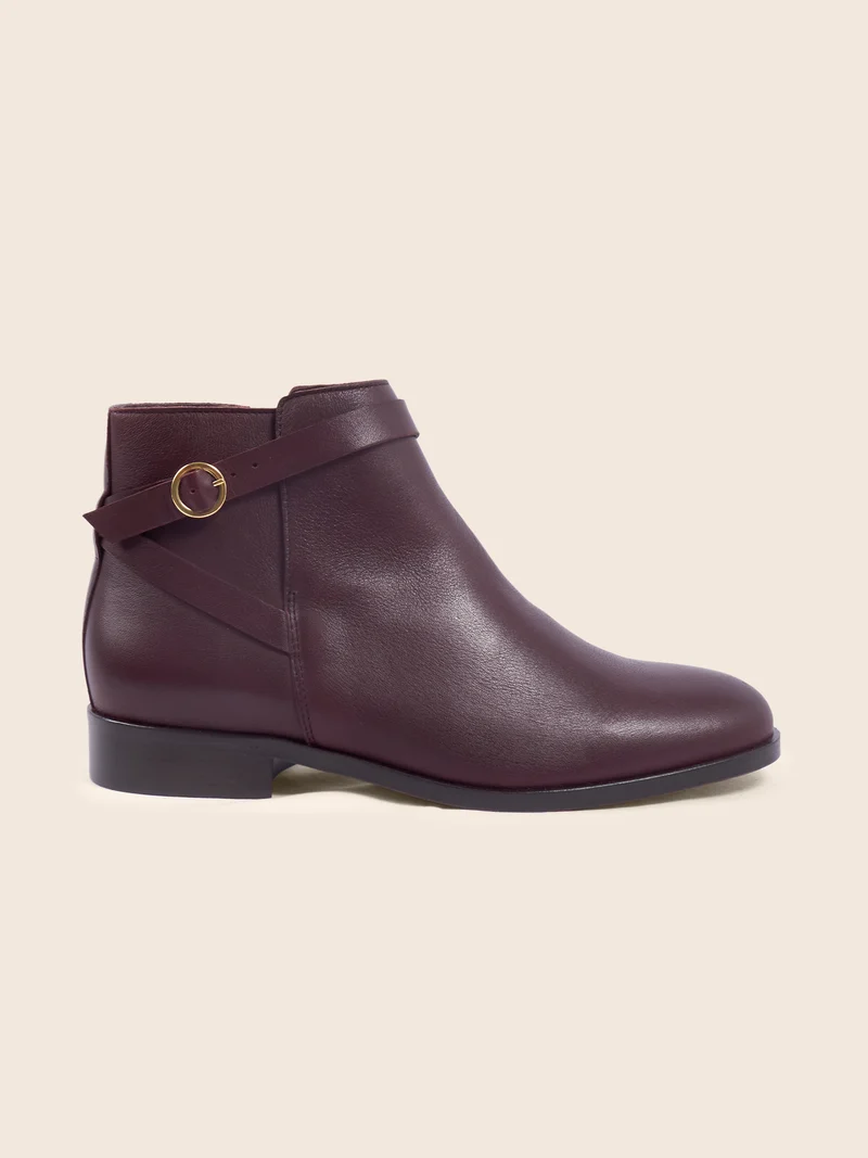 Bottines cavalières plates bordeaux
