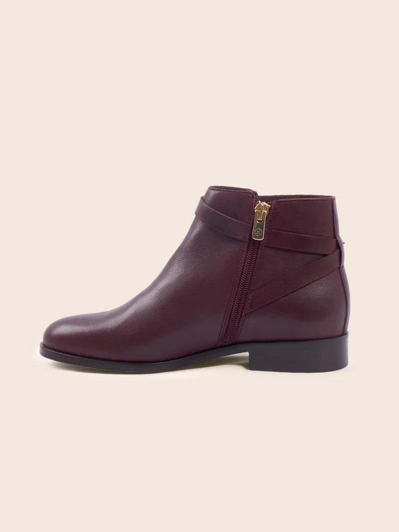 Bottines cavalières plates bordeaux